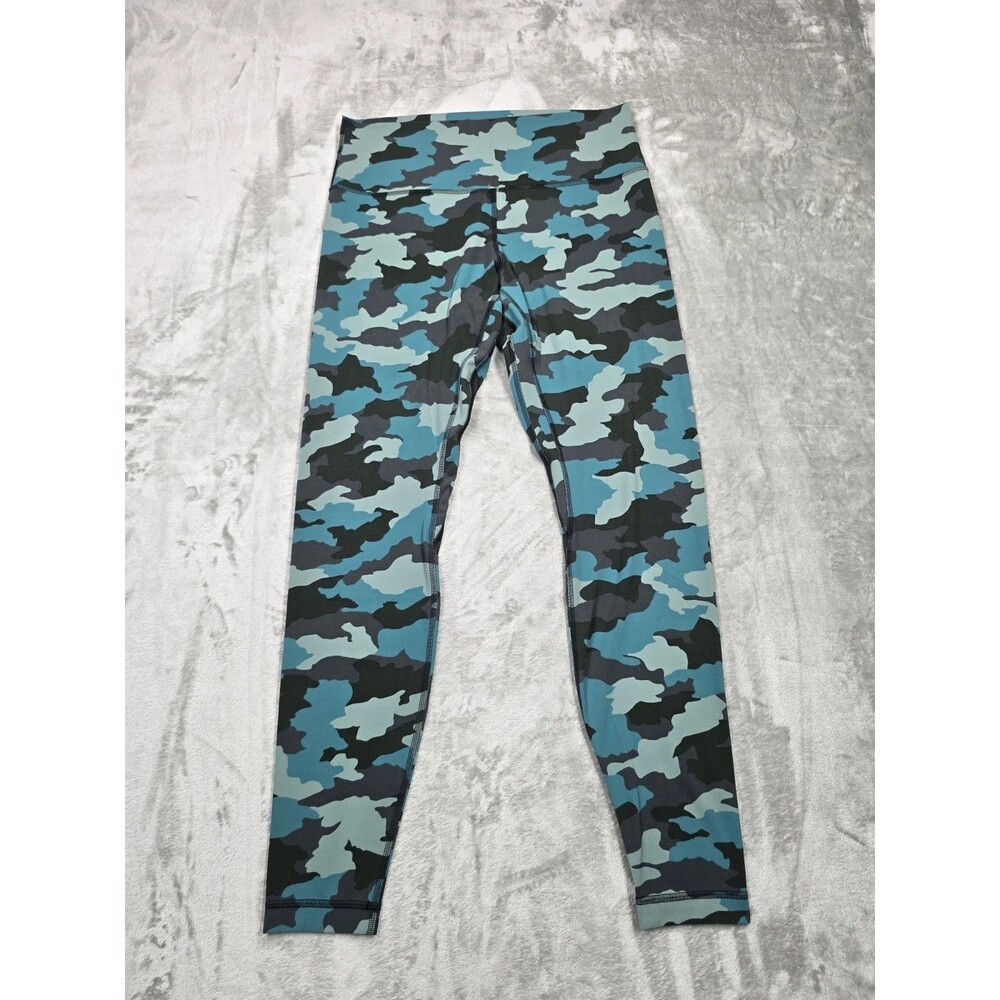 Lululemon Yoga Pants Womens Size 12 Teal Camouflage Active Gym